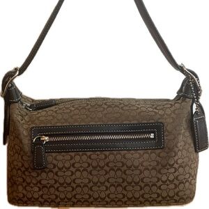 Coach MINI Vintage Y2K Soho brown Hamptons Signature C Canvas Leather Trim 90s